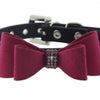 Adjustable Leather Bowknot with Rhinestone Pet Collar